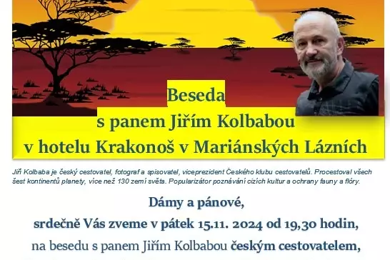 Beseda s panem Jiřím Kolbabou 15.11. 2024 od 19,30